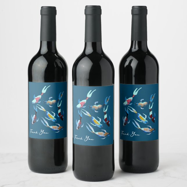 Rótulo De Garrafa De Cerveja Aquarela de Peixe Koi (Garrafas)