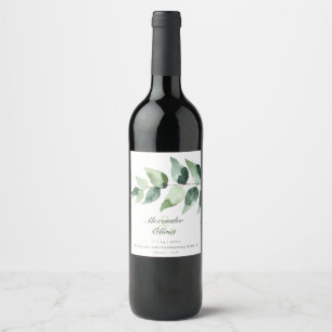 Rótulo De Garrafa De Cerveja Aquarela Eucalipto Casamento Branco