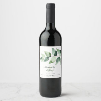 Rótulo De Garrafa De Cerveja Aquarela Eucalipto Casamento | Branco