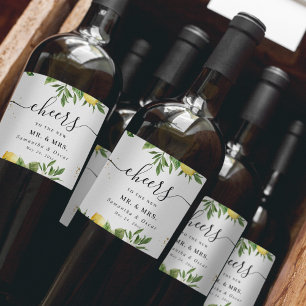 Rótulo De Garrafa De Cerveja Aquarela Moderna Limões Amarelos & Folha 