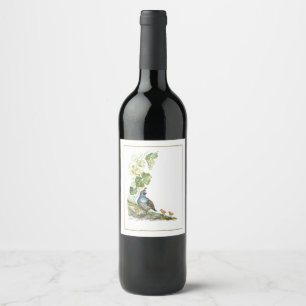Rótulo De Garrafa De Cerveja Aquarela Original Família de Codorniz da Califórni