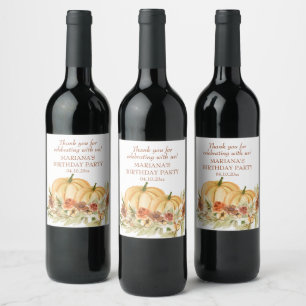 Rótulo De Garrafa De Cerveja Aquarela Rústica Rótulo de Vinho de Abóbora de Out