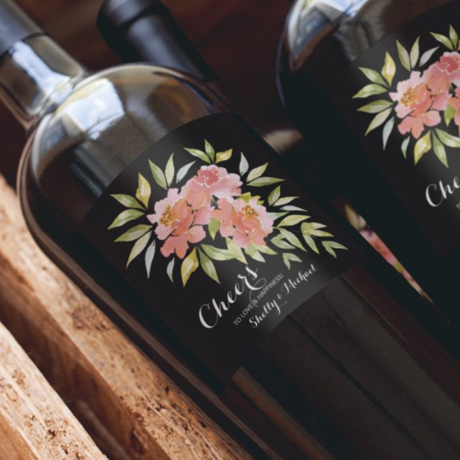 Rótulo De Garrafa De Cerveja Aquarela Verde e Flores Anima Casamento (Criador carregado)