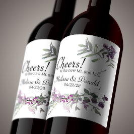 Rótulo De Garrafa De Cerveja Aquarelas Lavanda Floral