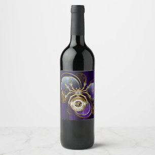Rótulo De Garrafa De Cerveja Aranha Steampunk no fundo roxo
