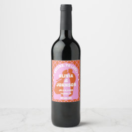 Rótulo De Garrafa De Cerveja Arco Boho Retro Rosa Laranja Ousado Minimal Modern