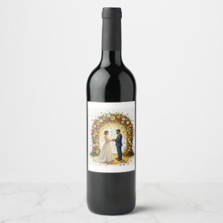 Rótulo De Garrafa De Cerveja Arco de Casamento Romântico Rosas Douradas Casal