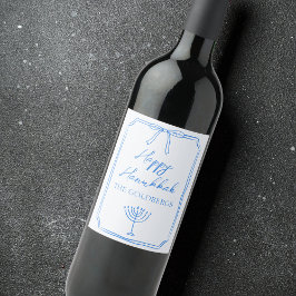 Rótulo De Garrafa De Cerveja Arco Elegante Menorah Nome Personalizado Feliz Han