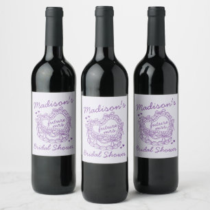 Rótulo De Garrafa De Cerveja Arco Roxo Retrô Coração Coquette Bolo BridalShower