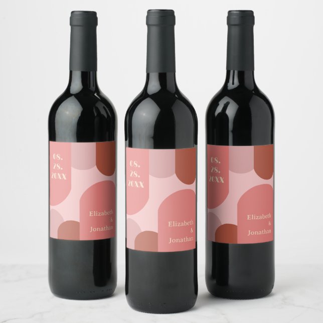 Rótulo De Garrafa De Cerveja Arcos Retrô Rosa Coral Casamento (Garrafas)