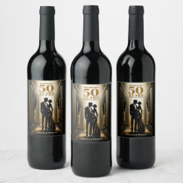 Rótulo De Garrafa De Cerveja Art Deco Retro Negra e Dourado Aniversário de Casa