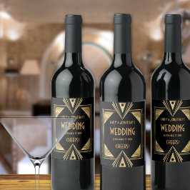 Rótulo De Garrafa De Cerveja Art Deco Saúde Dourado Casamento Negro