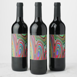 Rótulo De Garrafa De Cerveja Arte Abstrata Groovy Vermelha, Verde e Azul Trippy
