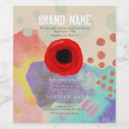 Rótulo De Garrafa De Cerveja Arte Abstrata Papoula Vermelha