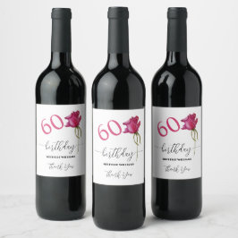 Rótulo De Garrafa De Cerveja Arte de aquarela de rosa cor-de-rosa com caligrafi