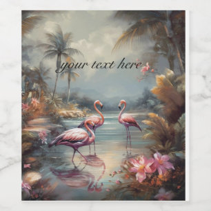Rótulo De Garrafa De Cerveja Arte de Flamingo Tropical Vintage Personalizado
