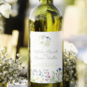 Rótulo De Garrafa De Cerveja Arte de flores silvestres elegante para casamento 