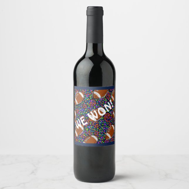 Rótulo De Garrafa De Cerveja Arte de Futebol Azul (Frente)