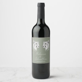 Rótulo De Garrafa De Cerveja Arte de Guepardo Moderno Elegante Noiva Branco Cas