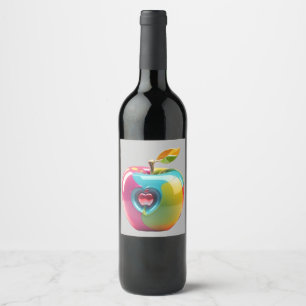 Rótulo De Garrafa De Cerveja Arte de Maçã Vibrante
