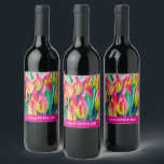 Rótulo De Garrafa De Cerveja Arte de tulipas de aquarela rosa<br><div class="desc">Mola de flor de tulipas cor de água fina,  cor de rosa floral</div>