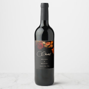 Rótulo De Garrafa De Cerveja Arte Fino Vintage Floral Escuro Casamento Cheers