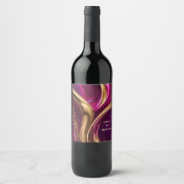 Rótulo De Garrafa De Cerveja Arte Moderna de Fluxo de Abstrato- Fuchsia Roxo e 