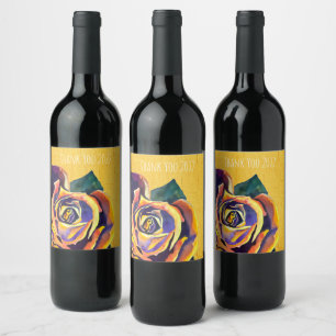 Rótulo De Garrafa De Cerveja Arte ouro Rosa gótica de aquarela