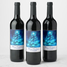 Rótulo De Garrafa De Cerveja Árvore Azul de Natal legal com Luzes Estimulantes