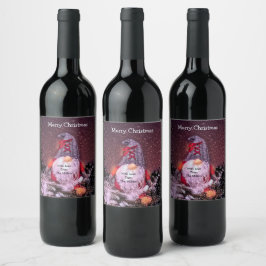 Rótulo De Garrafa De Cerveja Árvore de Feriado Gnomo Feliz de Natal