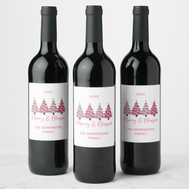 Rótulo De Garrafa De Cerveja Árvore de Natal Alegre e Abençoada Personalizada (Garrafas)