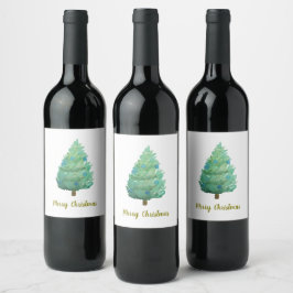 Rótulo De Garrafa De Cerveja Árvore de Natal Aquarela