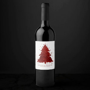 Rótulo De Garrafa De Cerveja Árvore de Natal Clássica   Vermelho De Crimson Ric