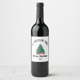 Rótulo De Garrafa De Cerveja Árvore de Natal Com Luzes Nome Personalizado