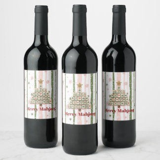 Rótulo De Garrafa De Cerveja Árvore de Natal de Mahjong Personalizável