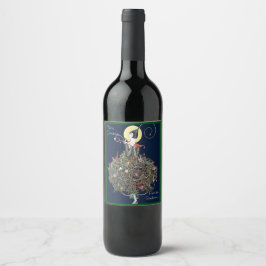 Rótulo De Garrafa De Cerveja Árvore de Natal de Moda Art Déco Retro
