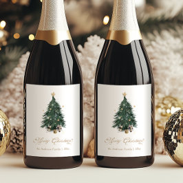 Rótulo De Garrafa De Cerveja Árvore de Natal Elegante Feliz Natal