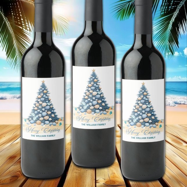 Rótulo De Garrafa De Cerveja Árvore de Natal Praia Feliz Natal (Criador carregado)