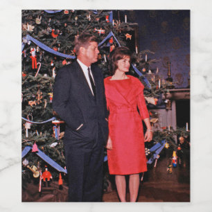 Rótulo De Garrafa De Cerveja Árvore de Natal Presidente John Kennedy & Jacqueli