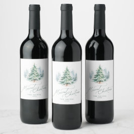 Rótulo De Garrafa De Cerveja Árvore de Pinheiro de Script Moderno Feliz Natal