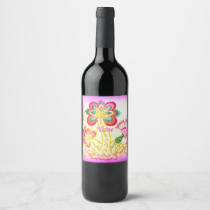 Rótulo De Garrafa De Cerveja árvore palmeira estilo hippie Thunder_Cove