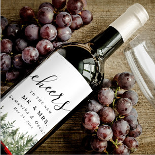 Rótulo De Garrafa De Cerveja Árvore verde de pinheiro de aquarela e Xadrez verm