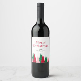 Rótulo De Garrafa De Cerveja Árvores de Natal Coloridas Lindas Modernas