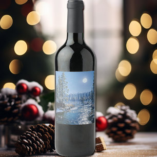 Rótulo De Garrafa De Cerveja Árvores do Rio da Neve casamento no inverno Cheias