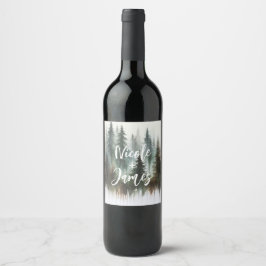 Rótulo De Garrafa De Cerveja Árvores em Aquarela Casamento Rústico Selvagem