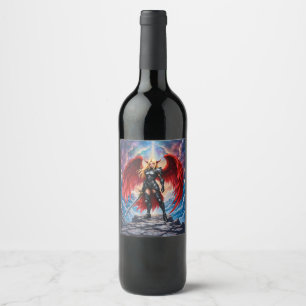 Rótulo De Garrafa De Cerveja Asa Carmesim – Guerreiro Anjo Caído.