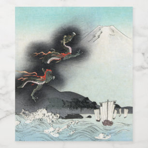 Rótulo De Garrafa De Cerveja Ascensão do Dragão Oceânico para Fuji HOKUSAI U