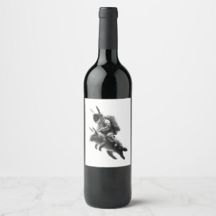 Rótulo De Garrafa De Cerveja Astronauta coelho cavalgando um coelho no espaço