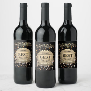 Rótulo De Garrafa De Cerveja Autor Best Selling Personalizado Dourado