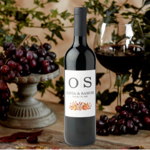 Rótulo De Garrafa De Cerveja Autumn Floral Monograma Personalize Bottle